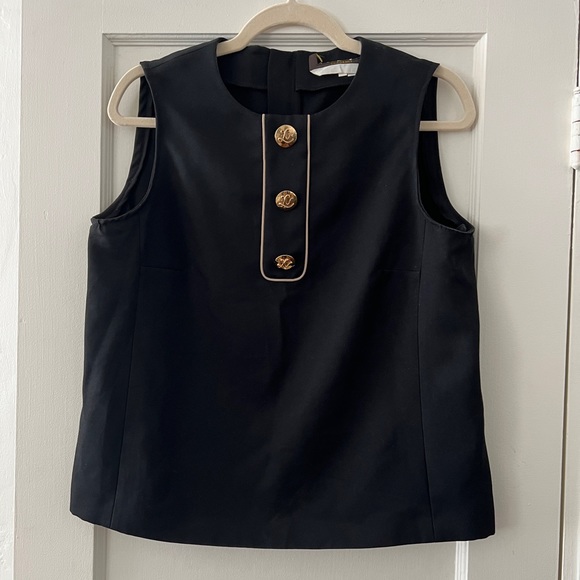 Authentic Vintage Louis Vuitton LV black blouse top tank gold buttons mod 60s - Picture 14 of 14